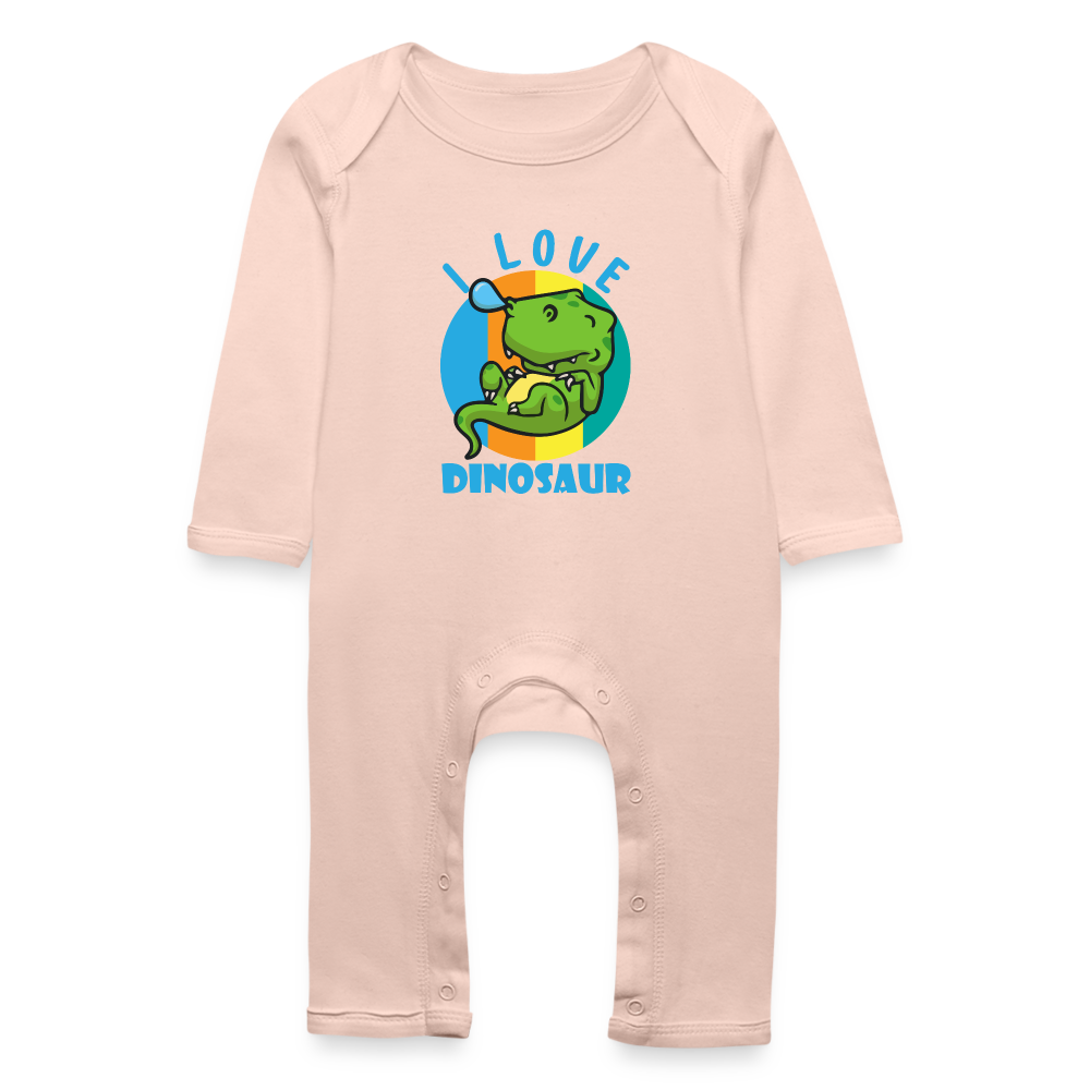 Tutina ecologica per neonato | BabyBugz | I Love Dinosaur - rosa cristal