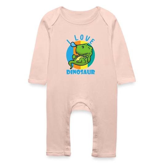 Tutina ecologica per neonato | BabyBugz | I Love Dinosaur - rosa cristal