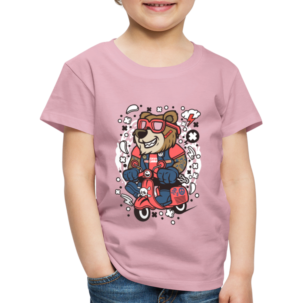 Maglietta Premium per bambini | Spreadshirt | Bear Scooterist - rosa chiaro