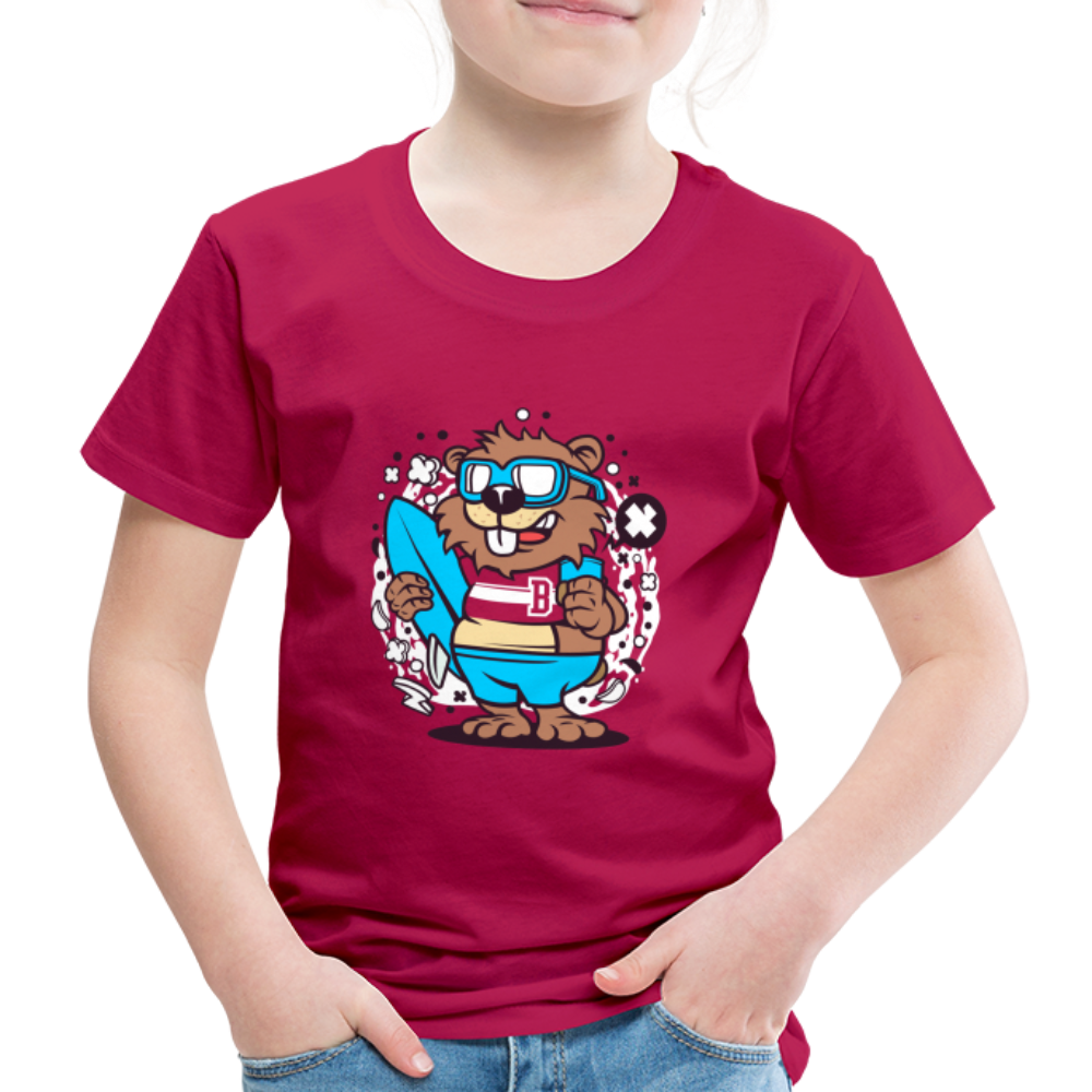 Maglietta Premium per bambini | Spreadshirt | Beaver Surfing - Borgogna