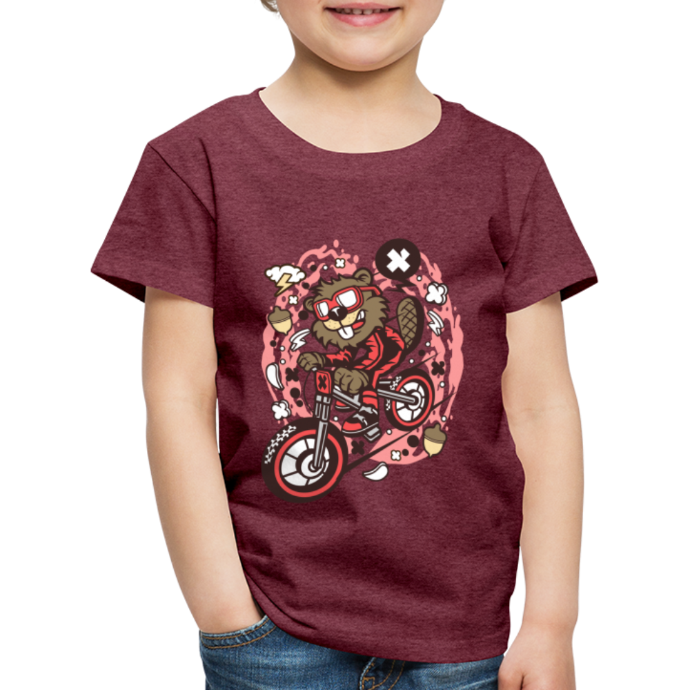 Maglietta Premium per bambini | Spreadshirt | Beaver Downhill - rosso bordeaux melange