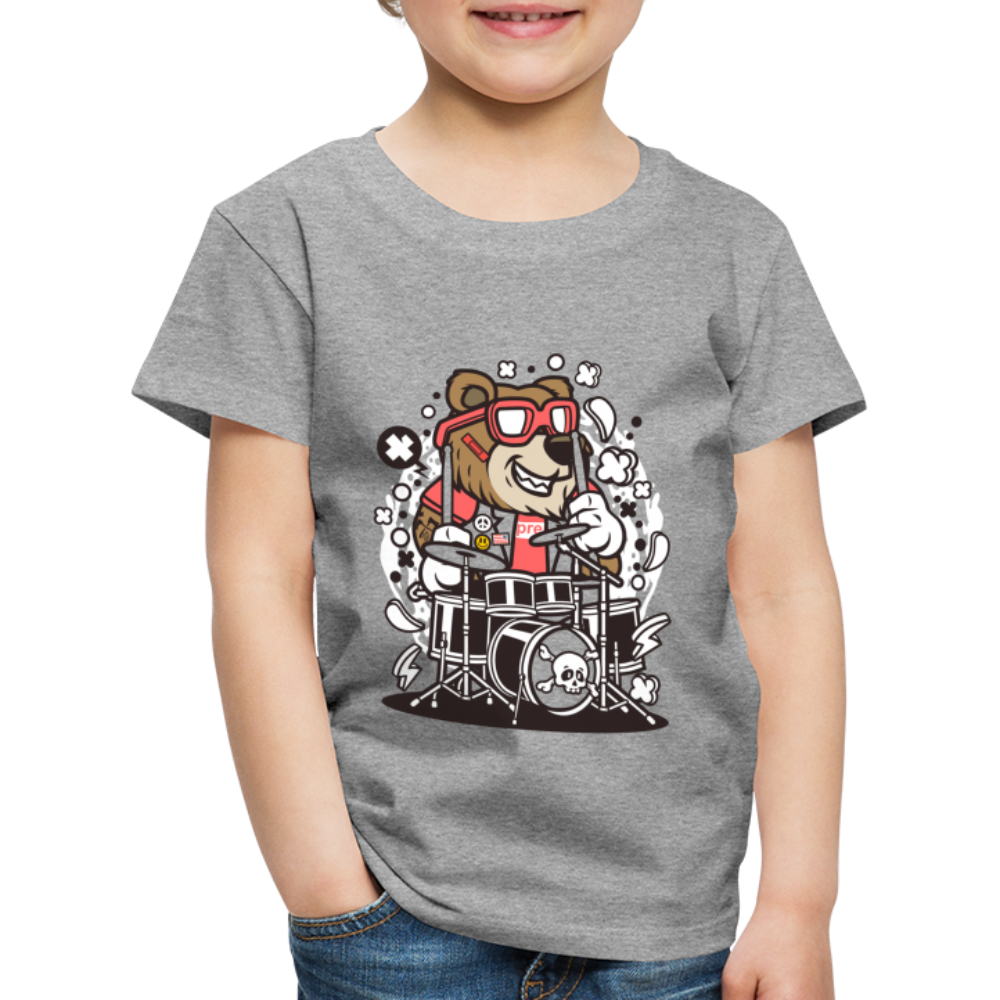 Maglietta Premium per bambini | Spreadshirt | Bear Drummer - grigio melange