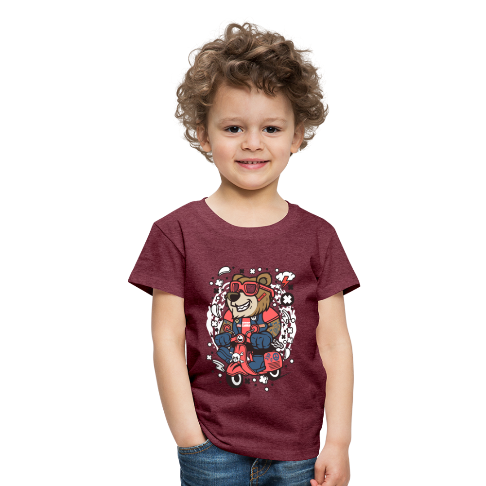 Maglietta Premium per bambini | Spreadshirt | Bear Scooterist - rosso bordeaux melange