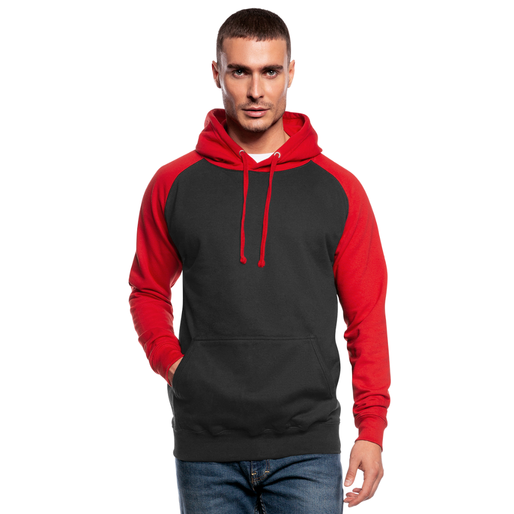 Felpa da baseball con cappuccio unisex | AWDis - nero/rosso