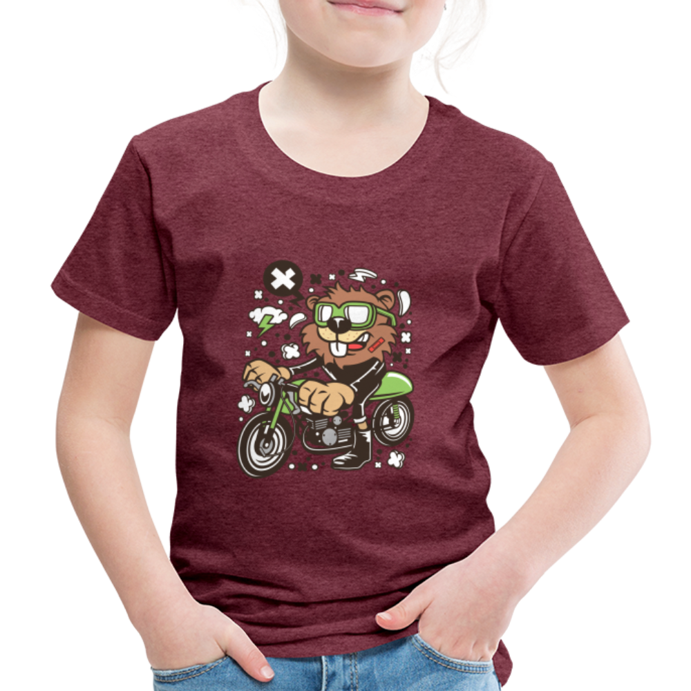 Maglietta Premium per bambini | Spreadshirt | Beaver Motorcycle - rosso bordeaux melange