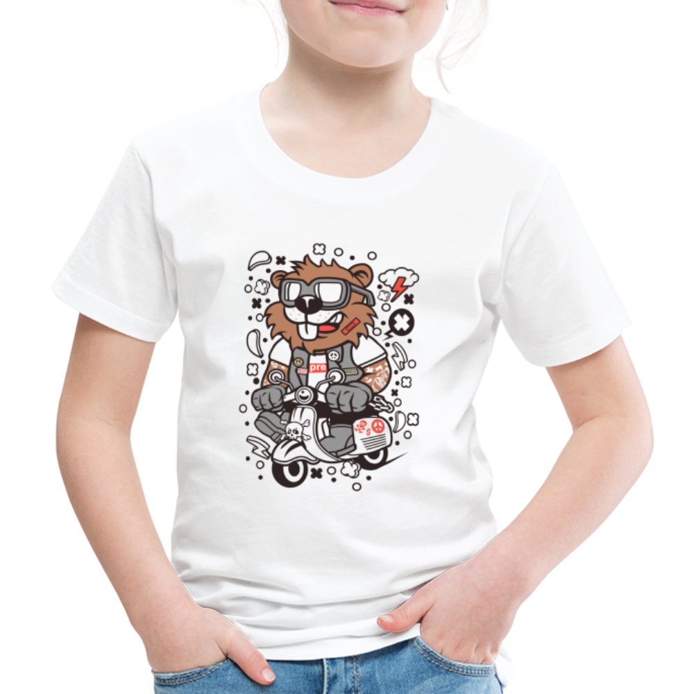 Maglietta Premium per bambini | Spreadshirt | Beaver Scooterist - bianco