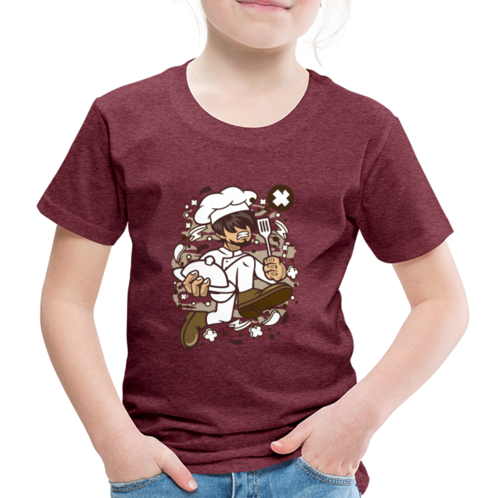 Maglietta Premium per bambini | Spreadshirt | Chef Running - rosso bordeaux melange