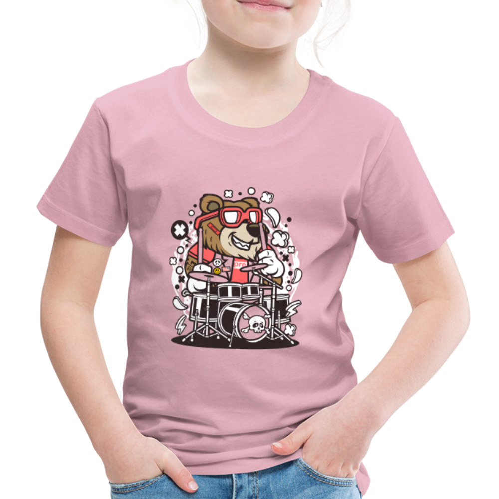 Maglietta Premium per bambini | Spreadshirt | Bear Drummer - rosa chiaro