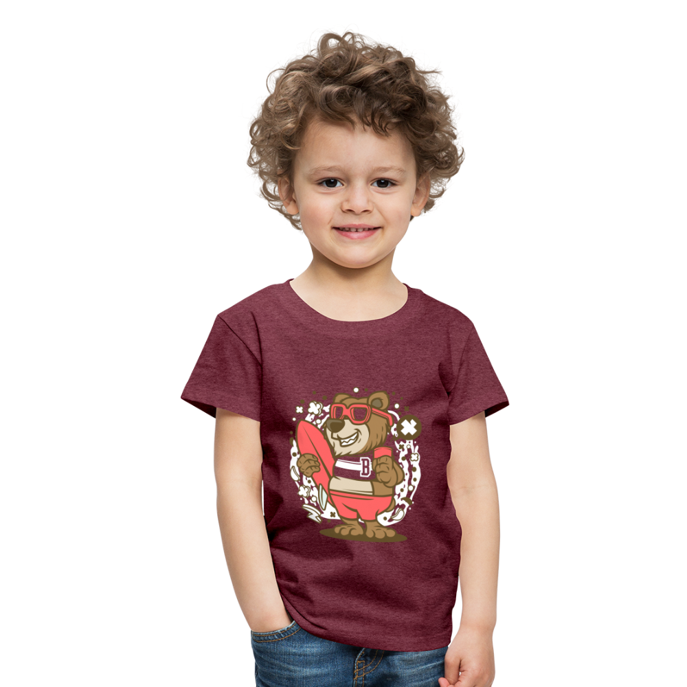 Maglietta Premium per bambini | Spreadshirt | Bear Surfing - rosso bordeaux melange