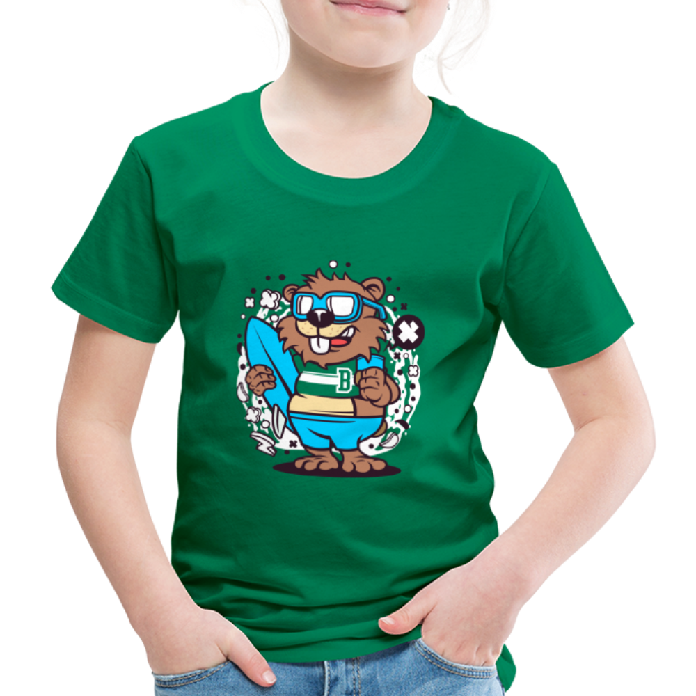 Maglietta Premium per bambini | Spreadshirt | Beaver Surfing - verde kelly