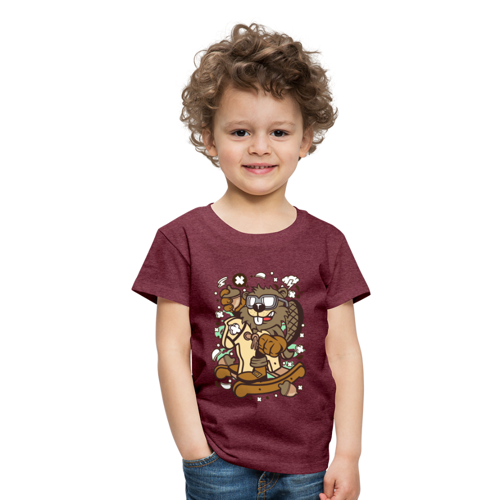 Maglietta Premium per bambini | Spreadshirt | Beaver Rocking Horse - rosso bordeaux melange