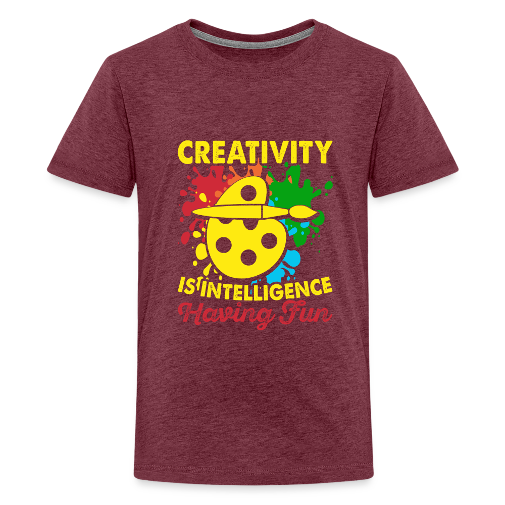 Maglietta Premium per ragazzi | Spreadshirt | Creativity is Intelligence Having Fun - rosso bordeaux melange