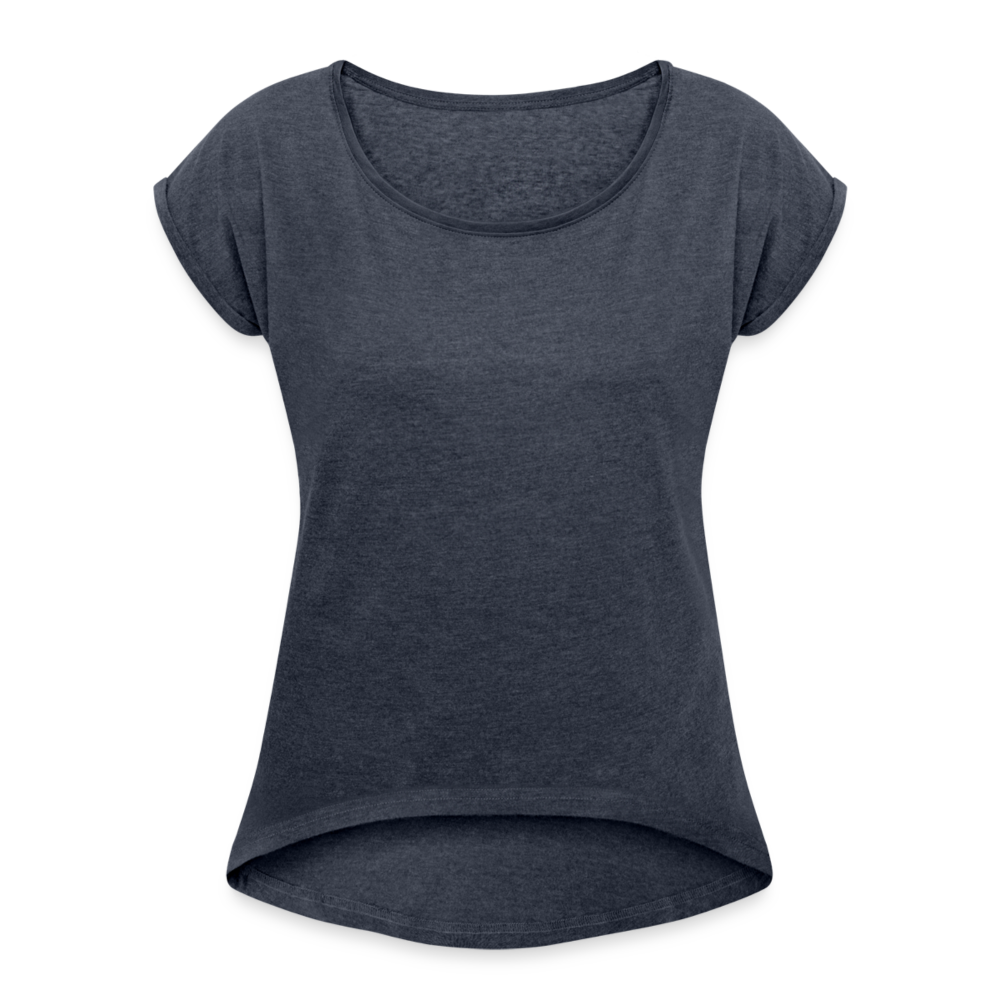 Maglietta da donna con maniche a risvolto | Spreadshirt - navy melange