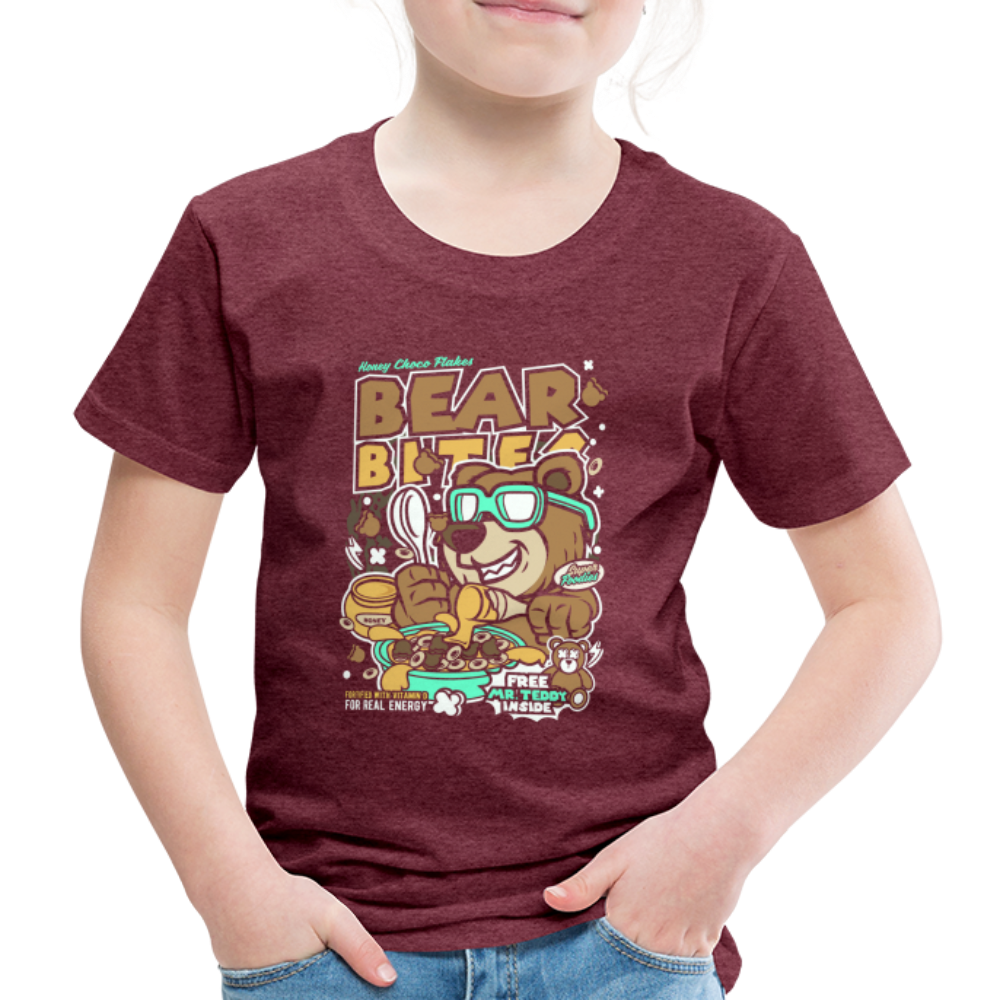 Maglietta Premium per bambini | Spreadshirt | Bear Bites - rosso bordeaux melange