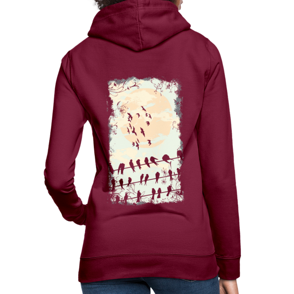 Felpa con cappuccio da donna | AWDis | Birds Sunrise - rosso bordeaux