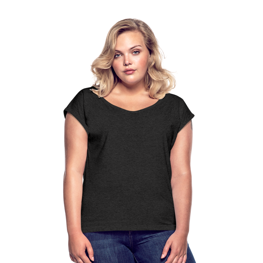 Maglietta da donna con maniche a risvolto | Spreadshirt - nero pepato