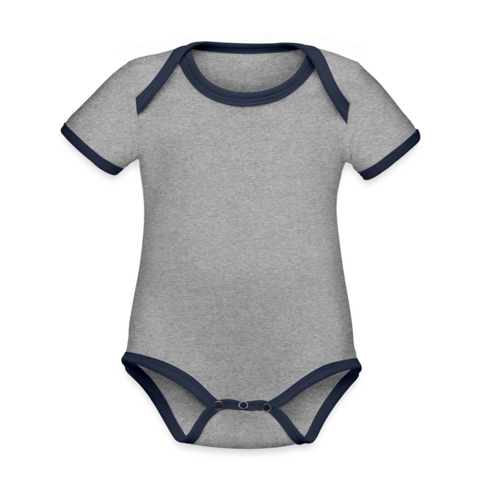 Body da neonato a manica corta, ecologico e in contrasto cromatico | Spreadshirt - grigio melange/navy