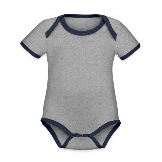 Body da neonato a manica corta, ecologico e in contrasto cromatico | Spreadshirt - grigio melange/navy