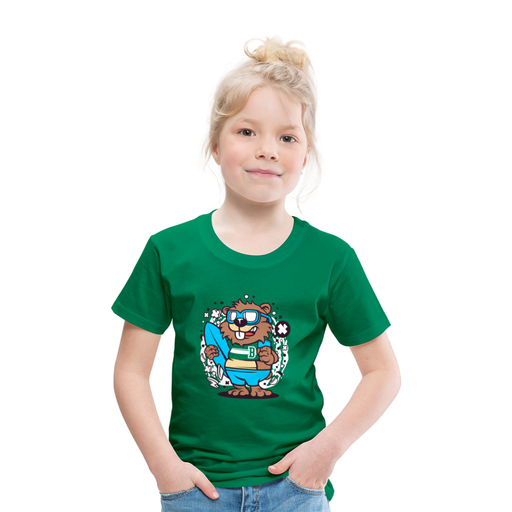 Maglietta Premium per bambini | Spreadshirt | Beaver Surfing - verde kelly