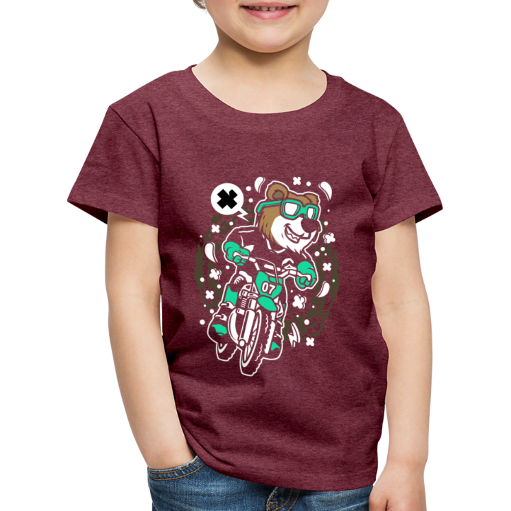 Maglietta Premium per bambini | Spreadshirt | Bear Motocross - rosso bordeaux melange