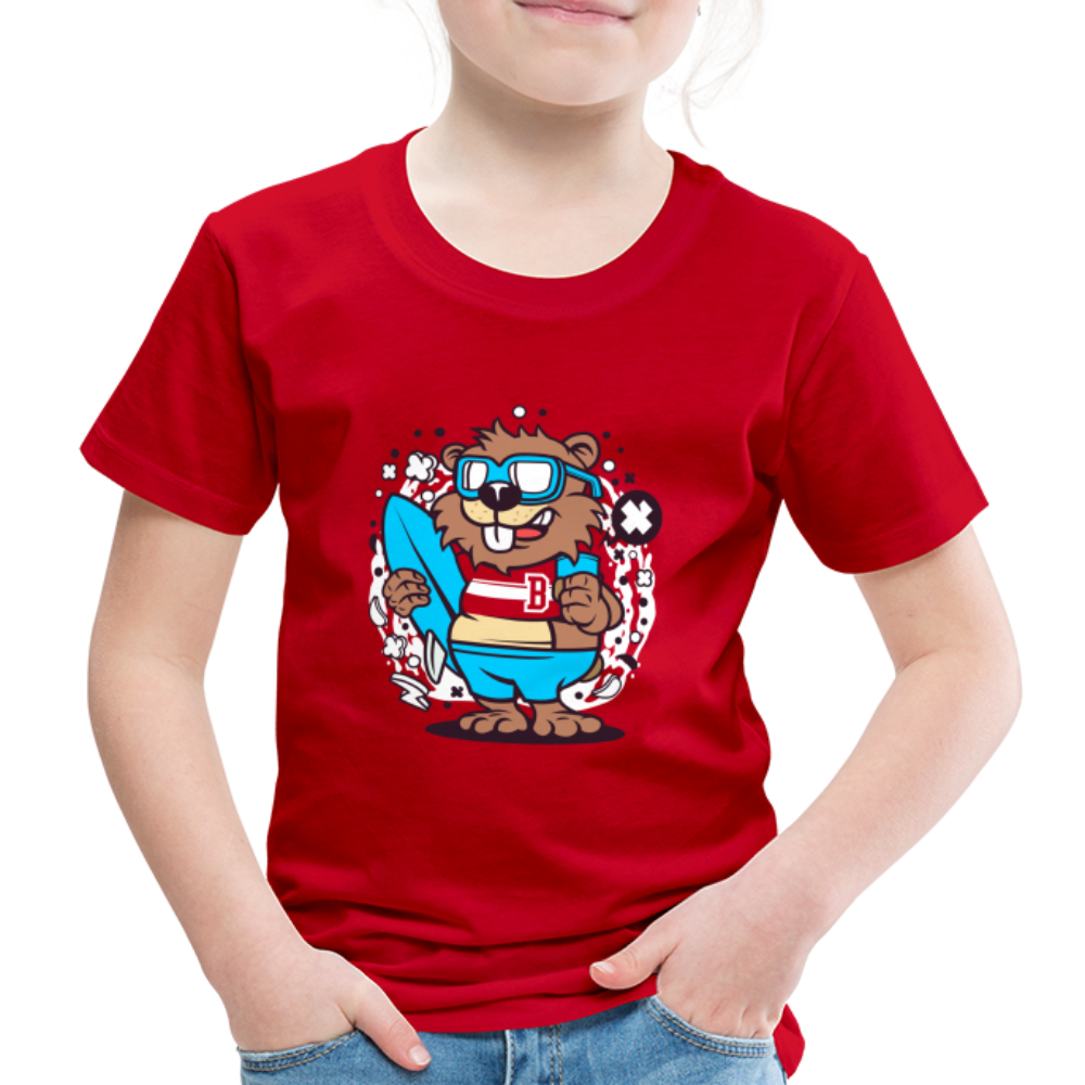 Maglietta Premium per bambini | Spreadshirt | Beaver Surfing - rosso