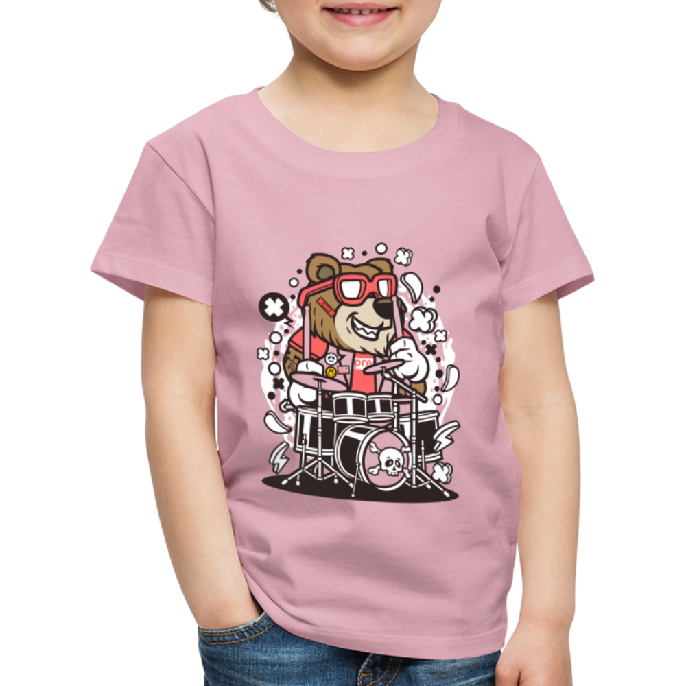 Maglietta Premium per bambini | Spreadshirt | Bear Drummer - rosa chiaro