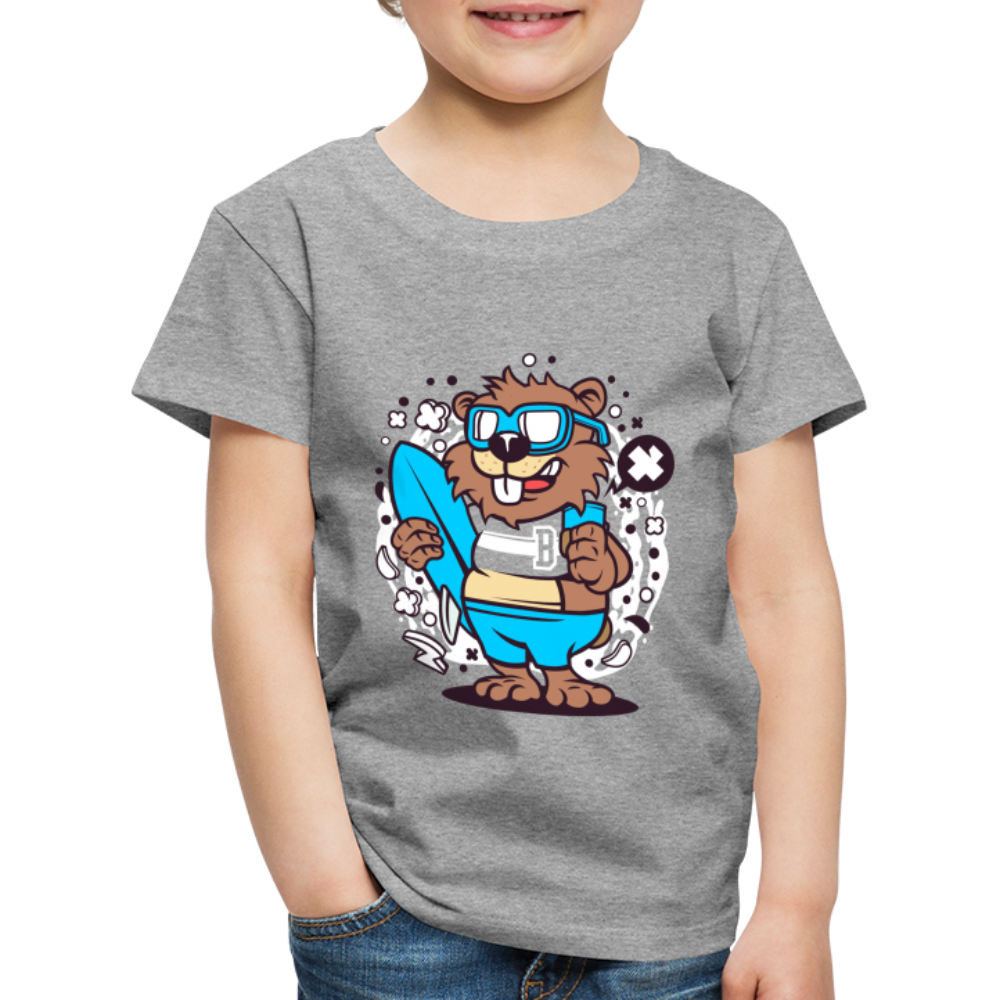 Maglietta Premium per bambini | Spreadshirt | Beaver Surfing - grigio melange