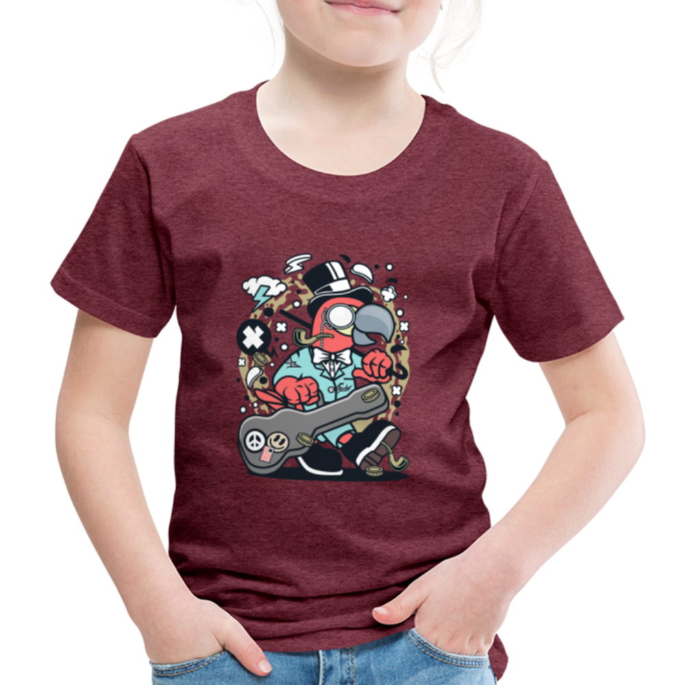 Maglietta Premium per bambini | Spreadshirt | Bird Guitarist - rosso bordeaux melange