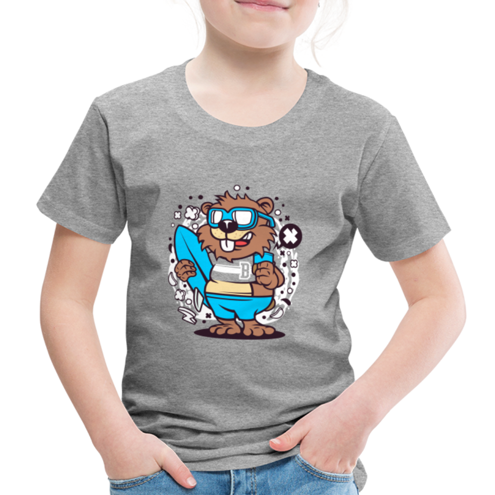 Maglietta Premium per bambini | Spreadshirt | Beaver Surfing - grigio melange