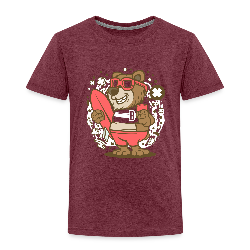 Maglietta Premium per bambini | Spreadshirt | Bear Surfing - rosso bordeaux melange