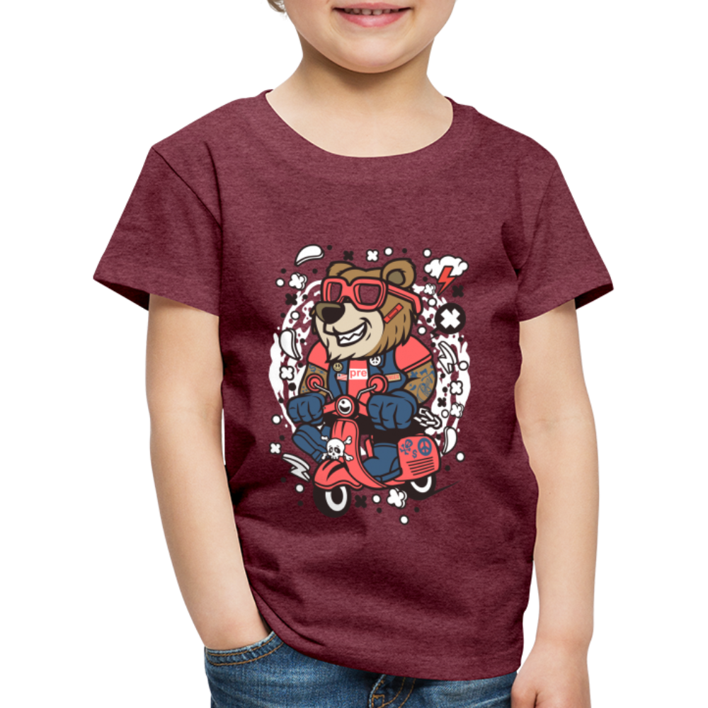 Maglietta Premium per bambini | Spreadshirt | Bear Scooterist - rosso bordeaux melange