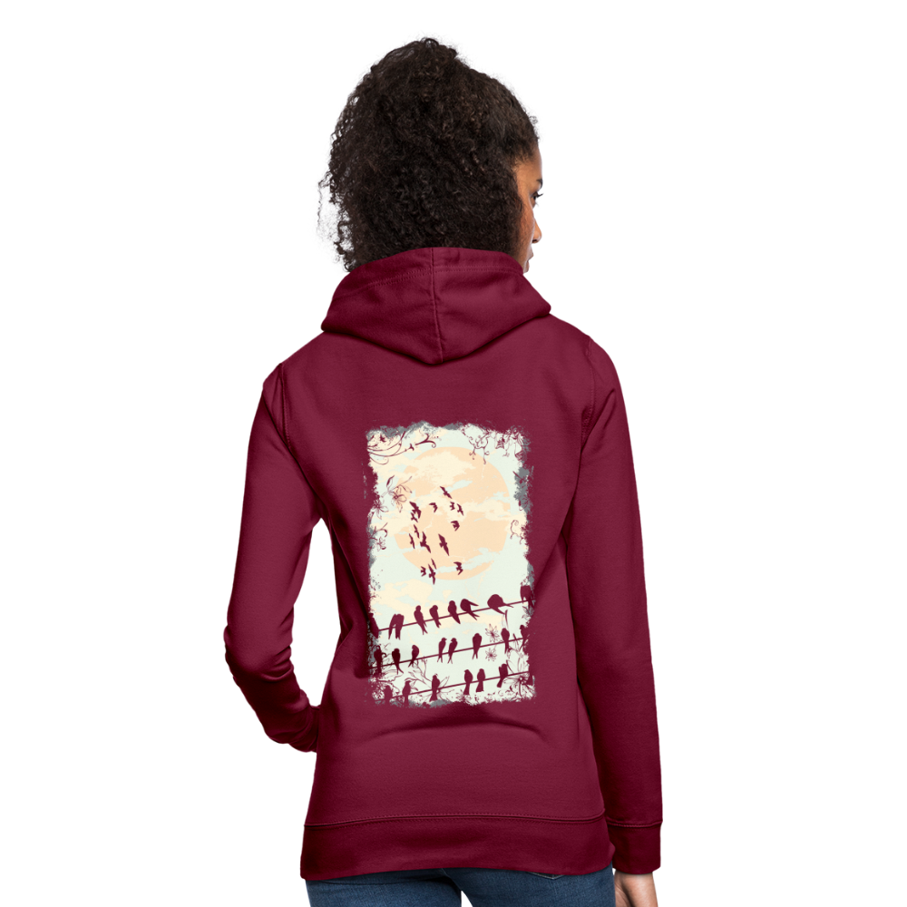 Felpa con cappuccio da donna | AWDis | Birds Sunrise - rosso bordeaux