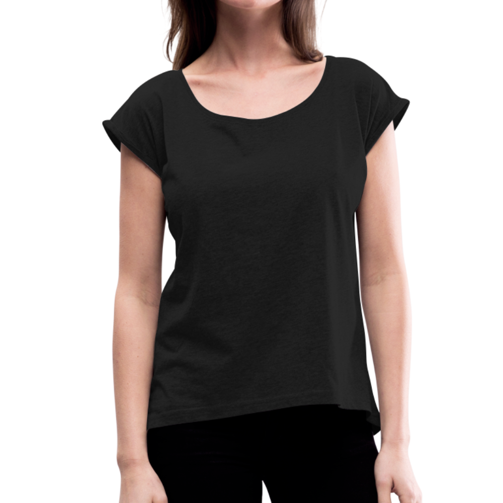 Maglietta da donna con maniche a risvolto | Spreadshirt - nero