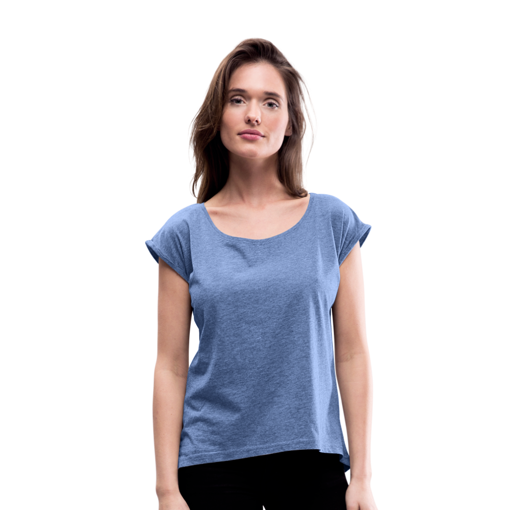 Maglietta da donna con maniche a risvolto | Spreadshirt - tessuto denim melange