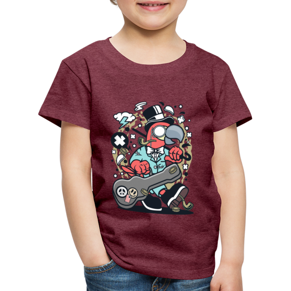 Maglietta Premium per bambini | Spreadshirt | Bird Guitarist - rosso bordeaux melange