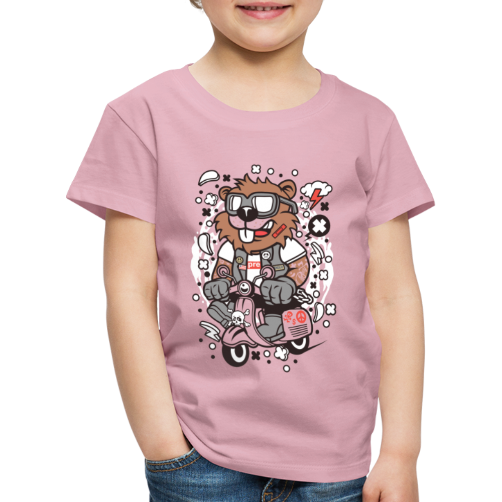 Maglietta Premium per bambini | Spreadshirt | Beaver Scooterist - rosa chiaro